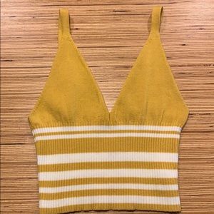 Mustard yellow knit tank crop top